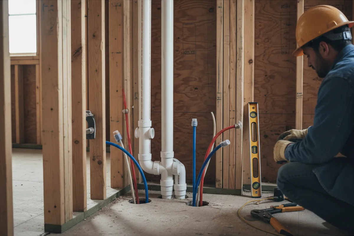 Drain and supply rough-in during Garbage Disposal Repair in Toms Brook